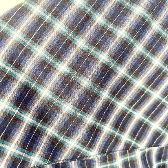 Roper Blue & Silver Metallic Plaid Collared Pearl Snap Western Shirt Size XL - Picture 7 of 11